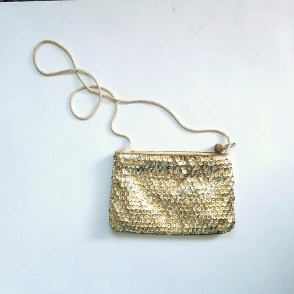 Finesse Gold Sequined Shoulder Bag